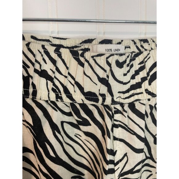 Nicole Miller New York Zebra Print 100% Linen Wide-Leg Pants Size S - Picture 5 of 13